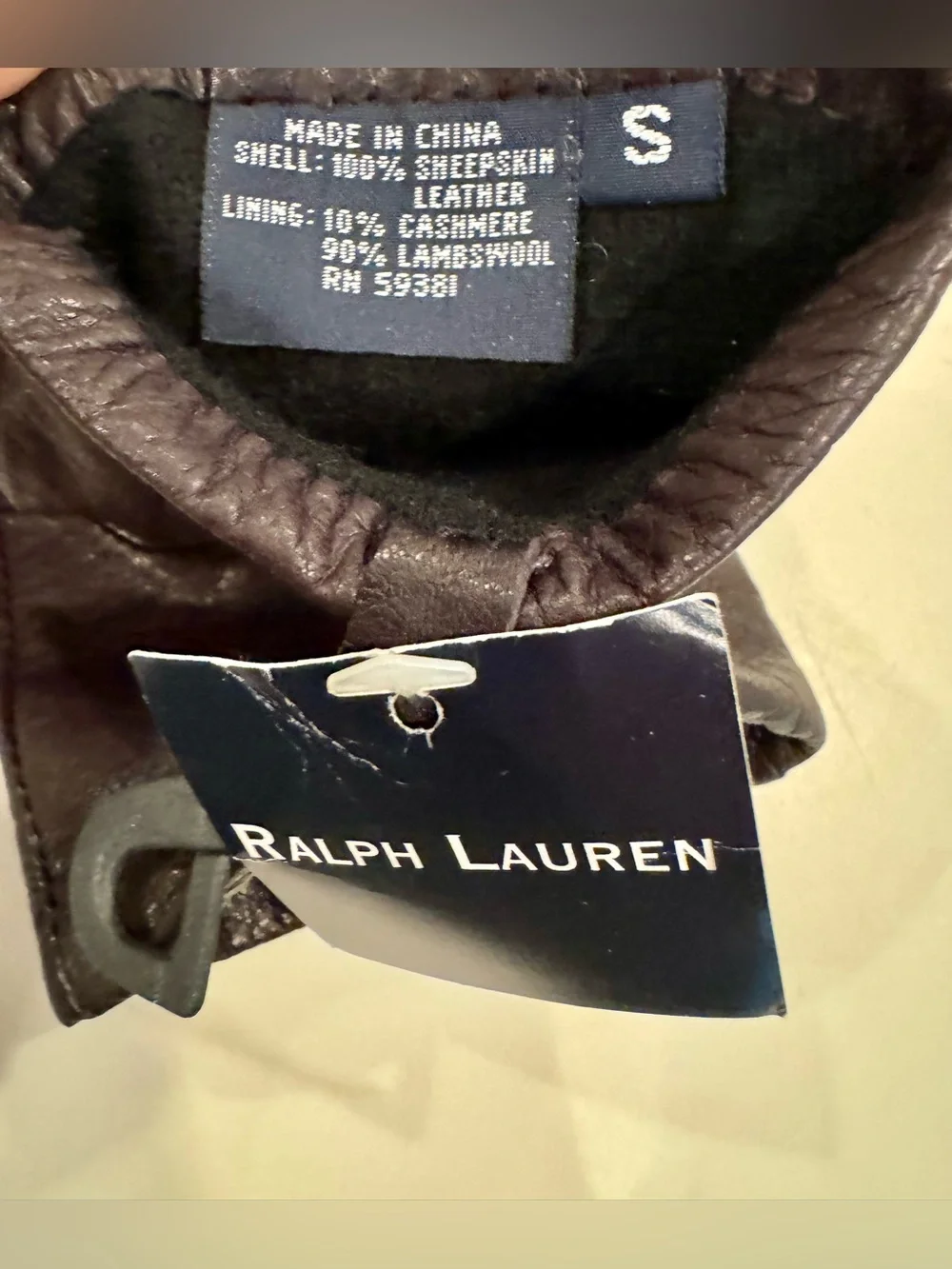 Women’s Ralph Lauren Leather Gloves - Cashmere/ Lambswool Lined - Size S - NWT